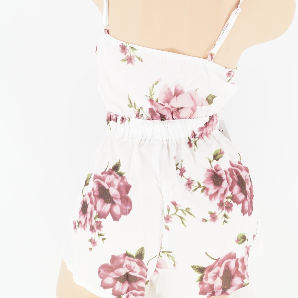 LAST1! XL Floral Bow Tie Front Girly Girl Romper - Picture 8 of 8